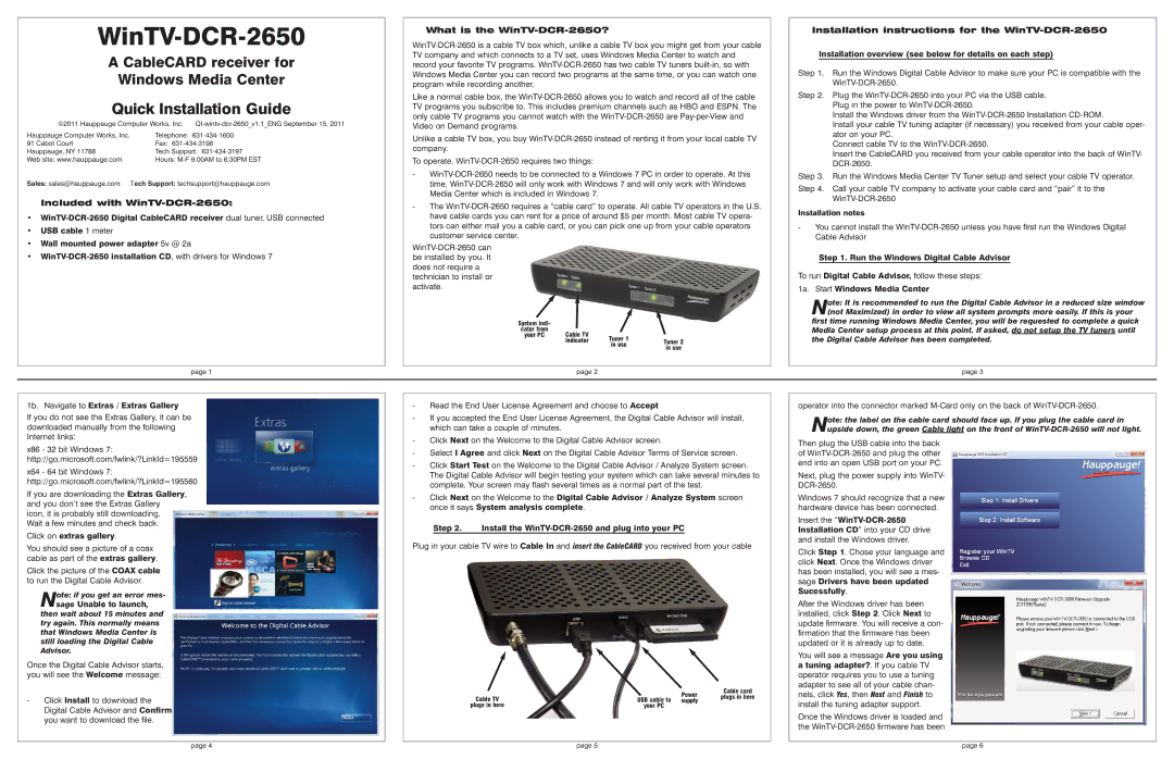 Hauppauge 1450 manual Included with WinTV-DCR-2650, What is the WinTV-DCR-2650? 