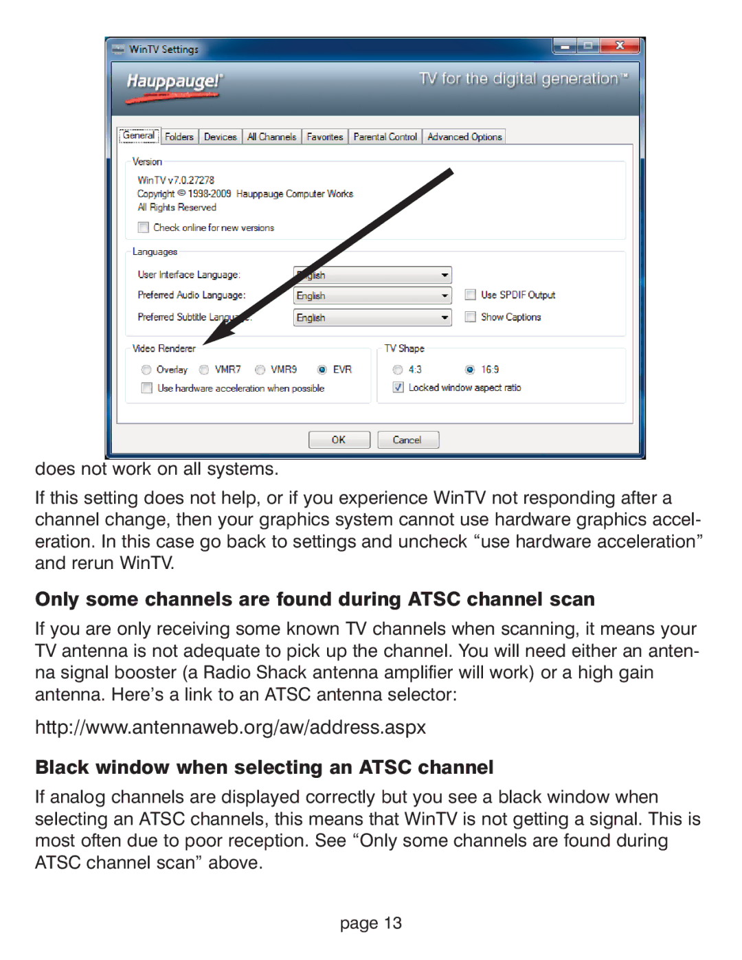 Hauppauge WinTV HVR-1800 manual Only some channels are found during Atsc channel scan 