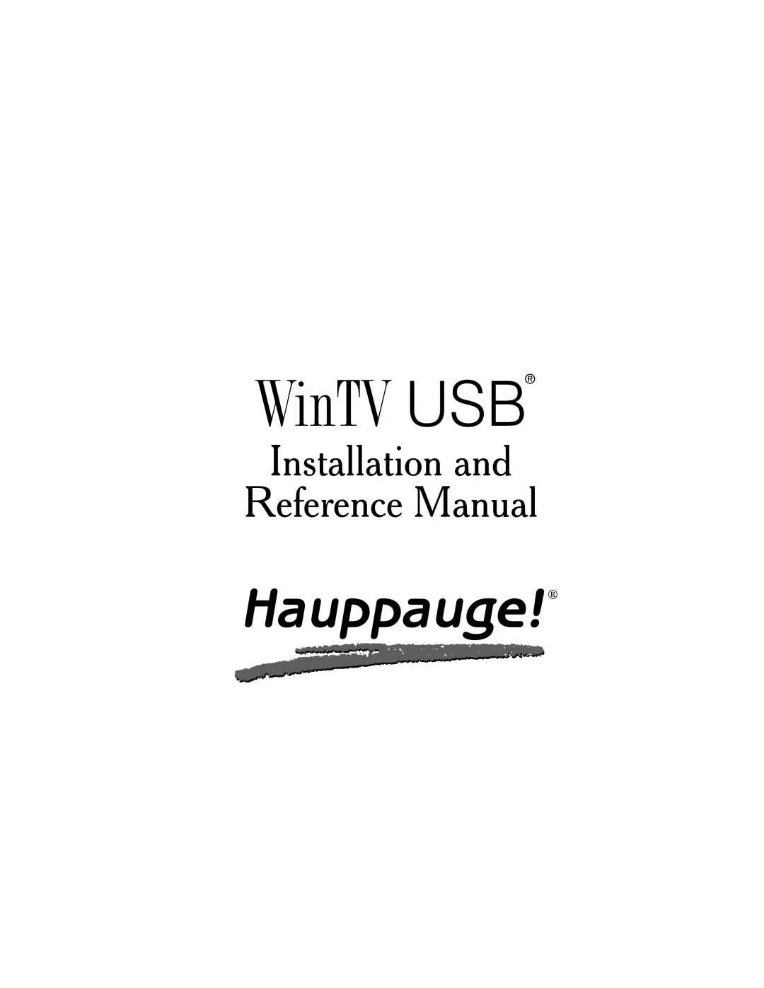 Hauppauge WinTV-USB FM manual WinTV USB 