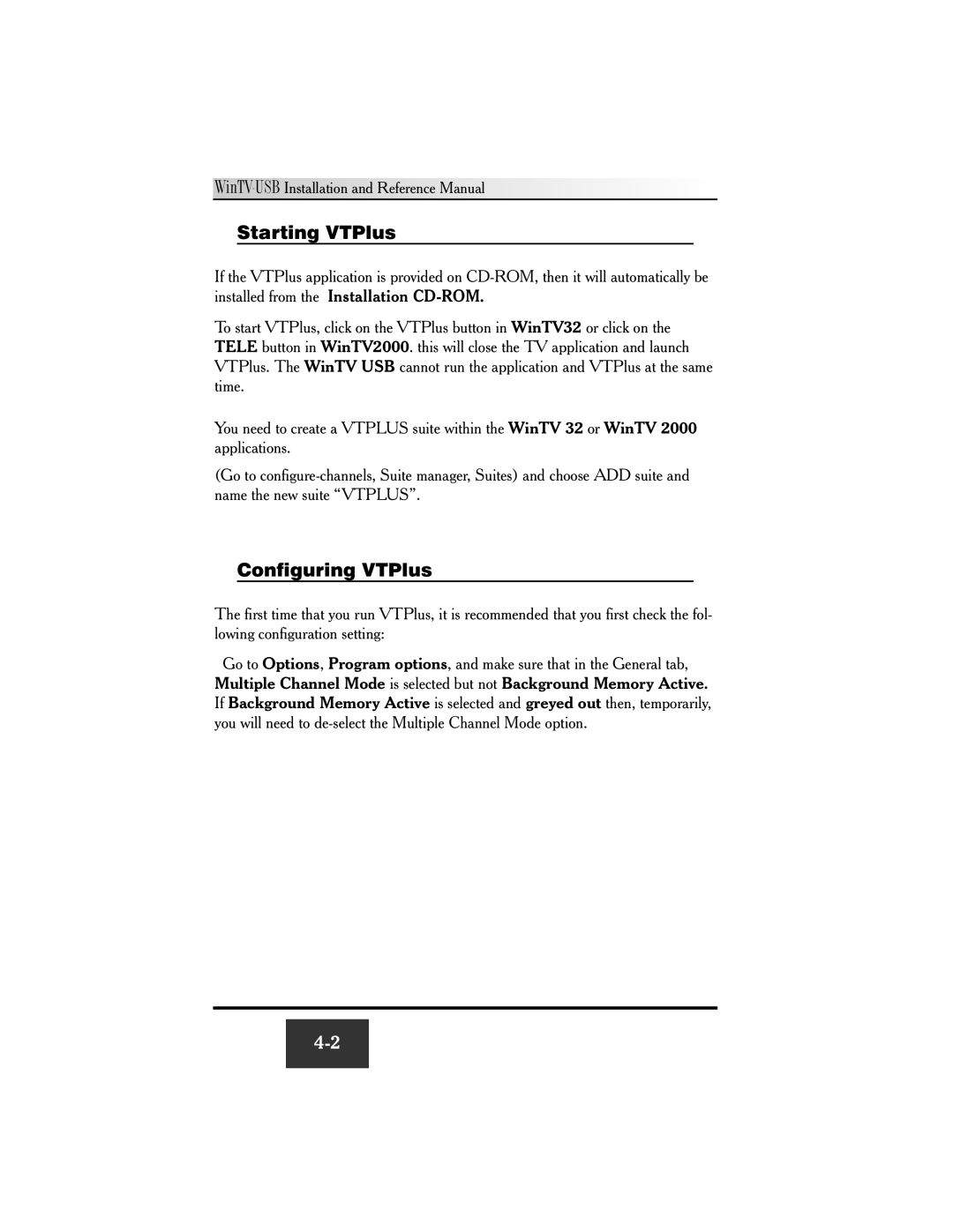 Hauppauge WinTV-USB FM manual Starting VTPlus, Configuring VTPlus 