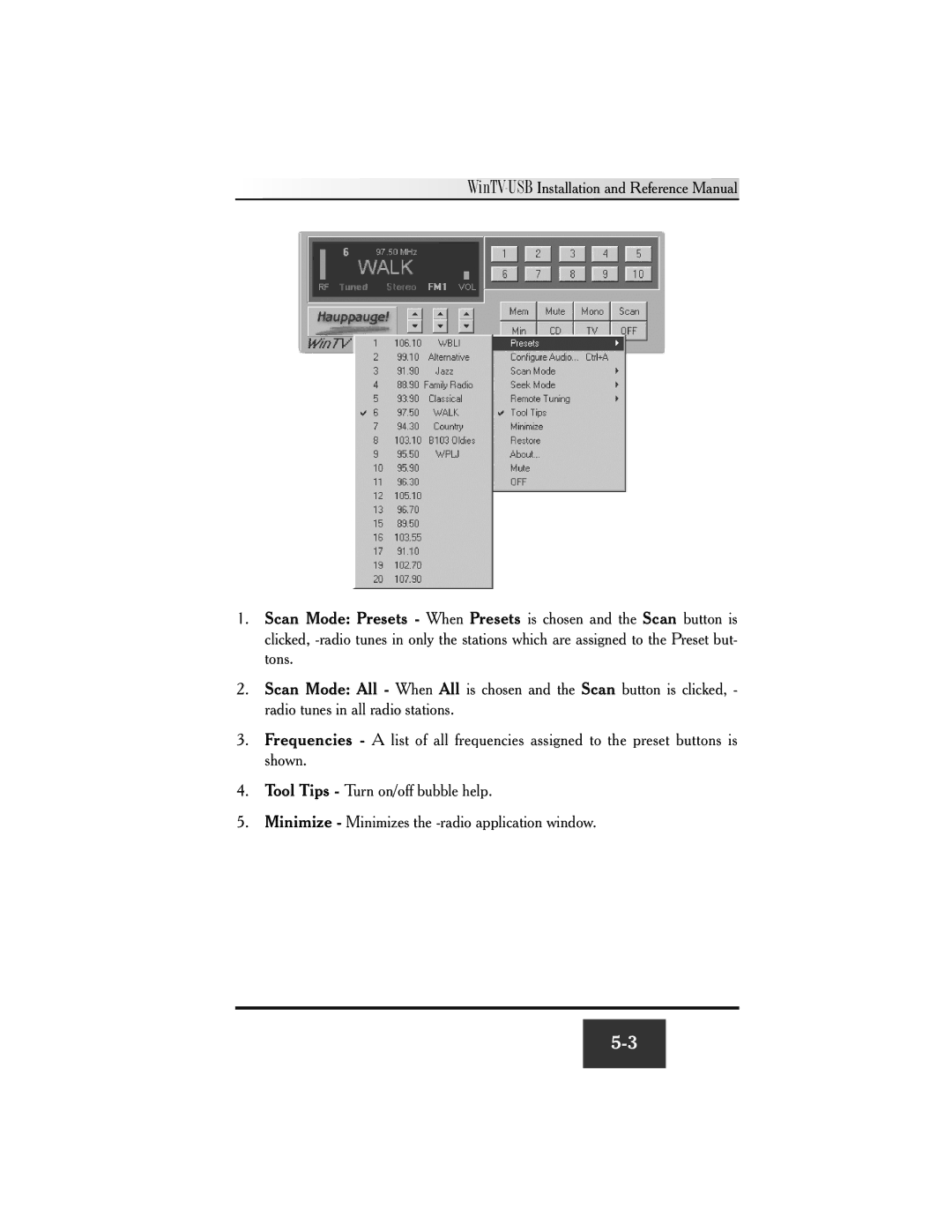 Hauppauge WinTV-USB FM manual WinTV-USBInstallation and Reference Manual 