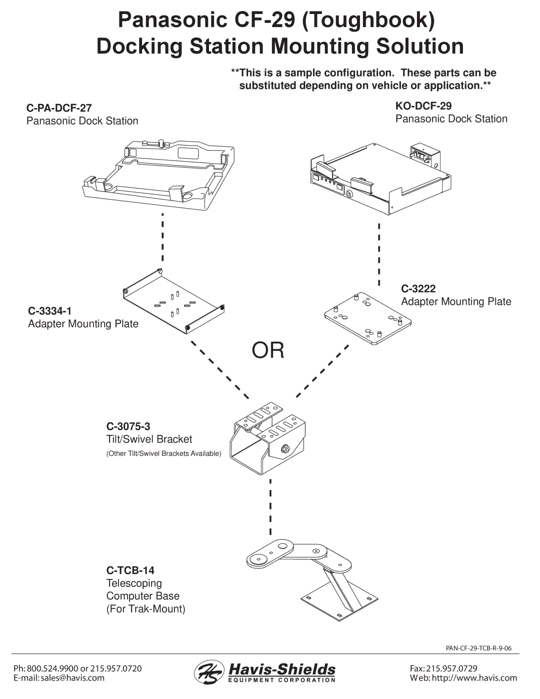 Havis-Shields manual Panasonic CF-29 Toughbook Docking Station Mounting Solution, PA-DCF-27, KO-DCF-29 