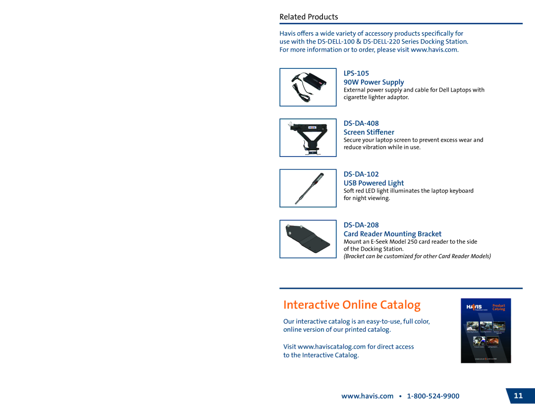 Havis-Shields DS-DELL-103, DS-DELL-221, DS-DELL-223, DS-DELL-101-3 Related Products, DS-DA-208 Card Reader Mounting Bracket 