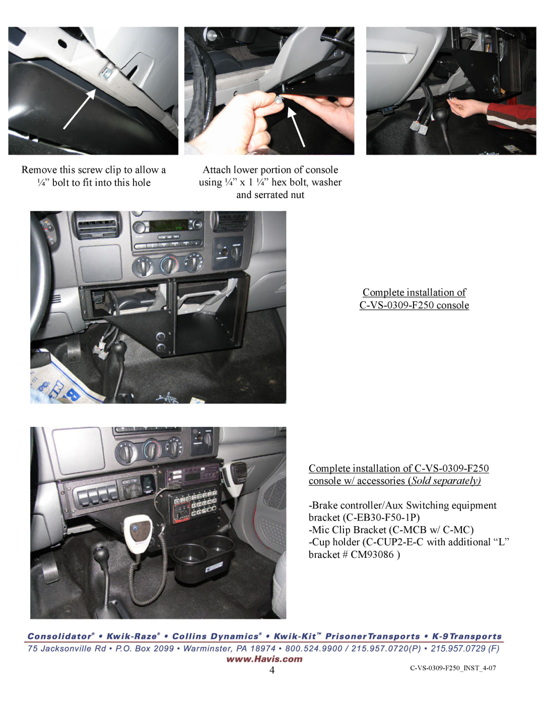 Havis-Shields GSM30023 manual VS-0309-F250INST4-07 