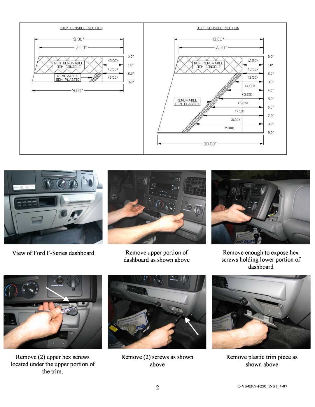 Havis-Shields GSM30023 manual View of Ford F-Seriesdashboard 