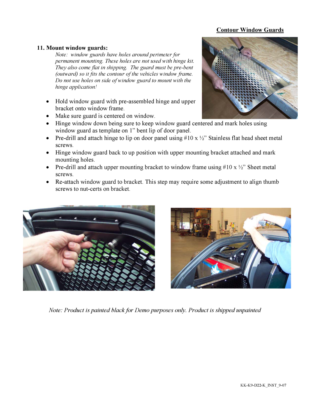 Havis-Shields KK-K9-D22-K installation instructions Contour Window Guards Mount window guards 