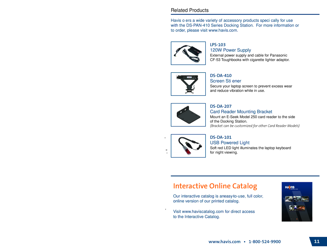 Havis-Shields PKG-DS-PAN-412-2, DS-PAN-413, DS-PAN-411-2 owner manual Related Products, 120W Power Supply 