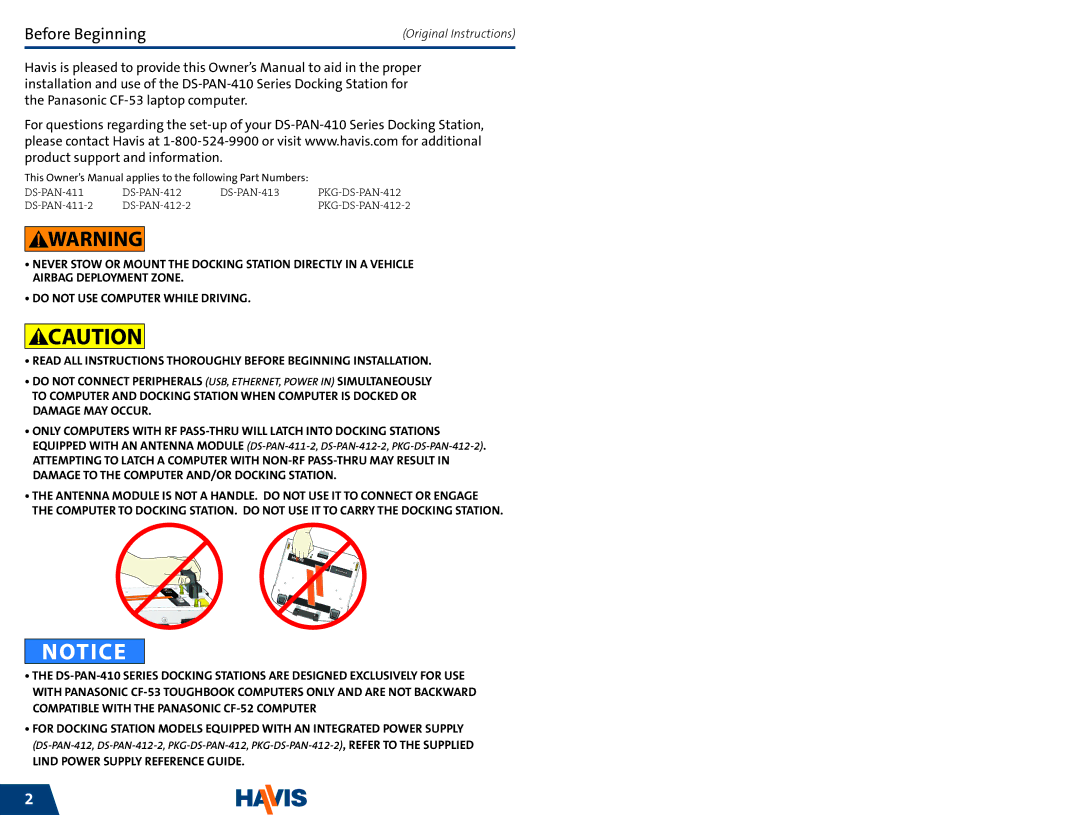 Havis-Shields PKG-DS-PAN-412-2, DS-PAN-413, DS-PAN-411-2 owner manual Before Beginning 