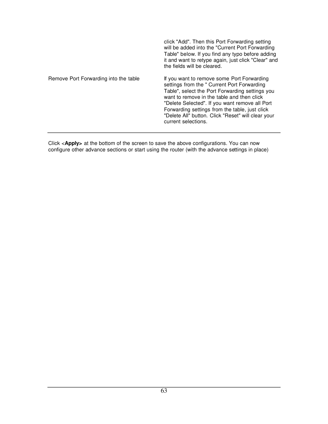 Hawking Technology 108G manual Click Add. Then this Port Forwarding setting 