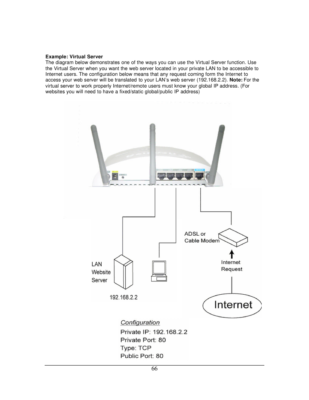 Hawking Technology 108G manual Example Virtual Server 