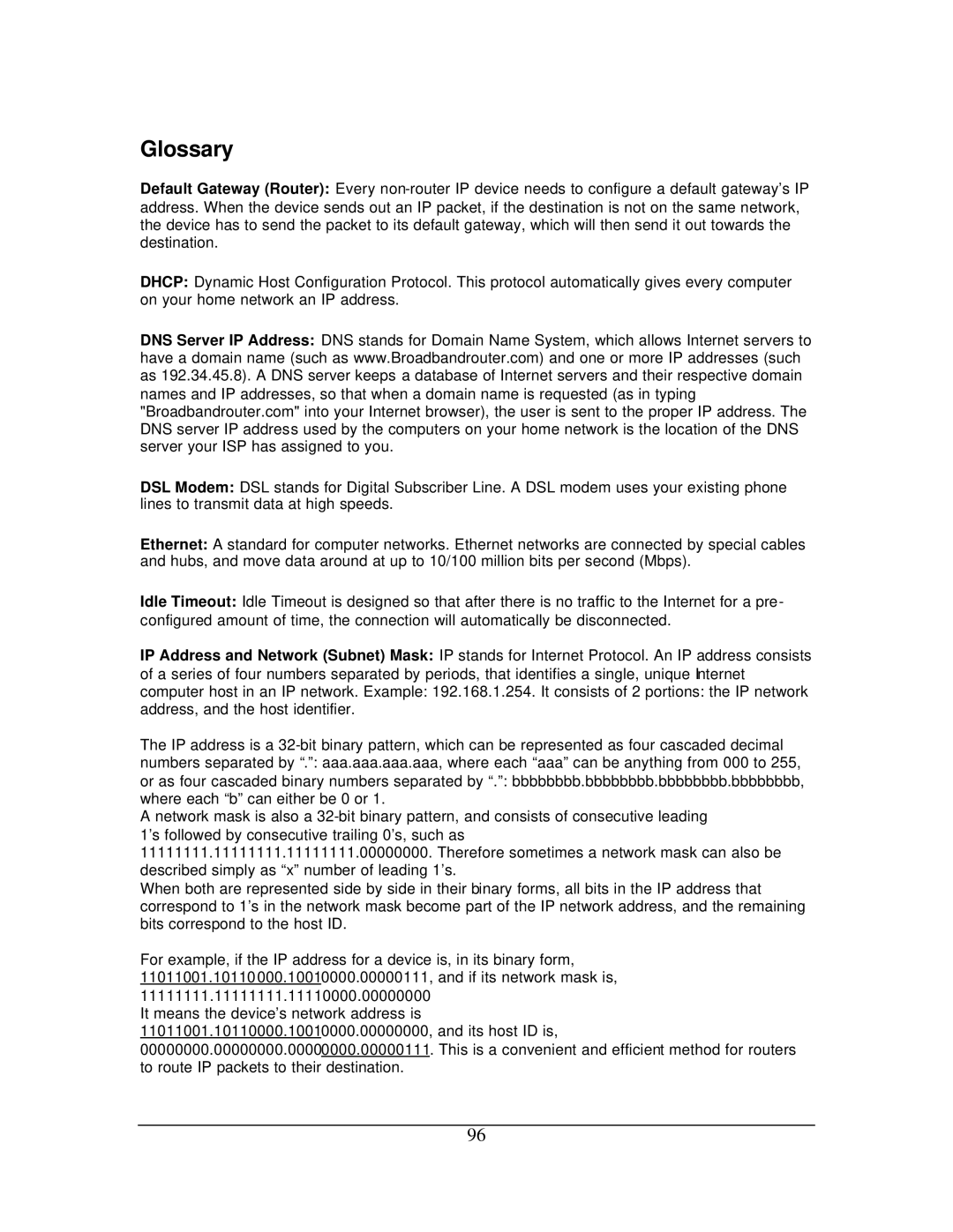 Hawking Technology 108G manual Glossary 