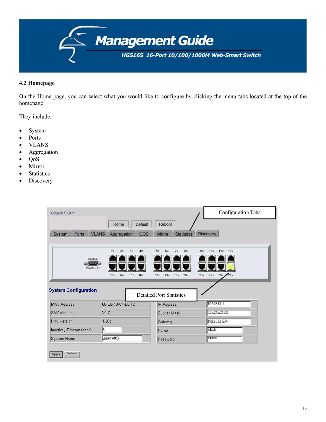 Hawking Technology 100M, 10M manual Homepage, Vlans 