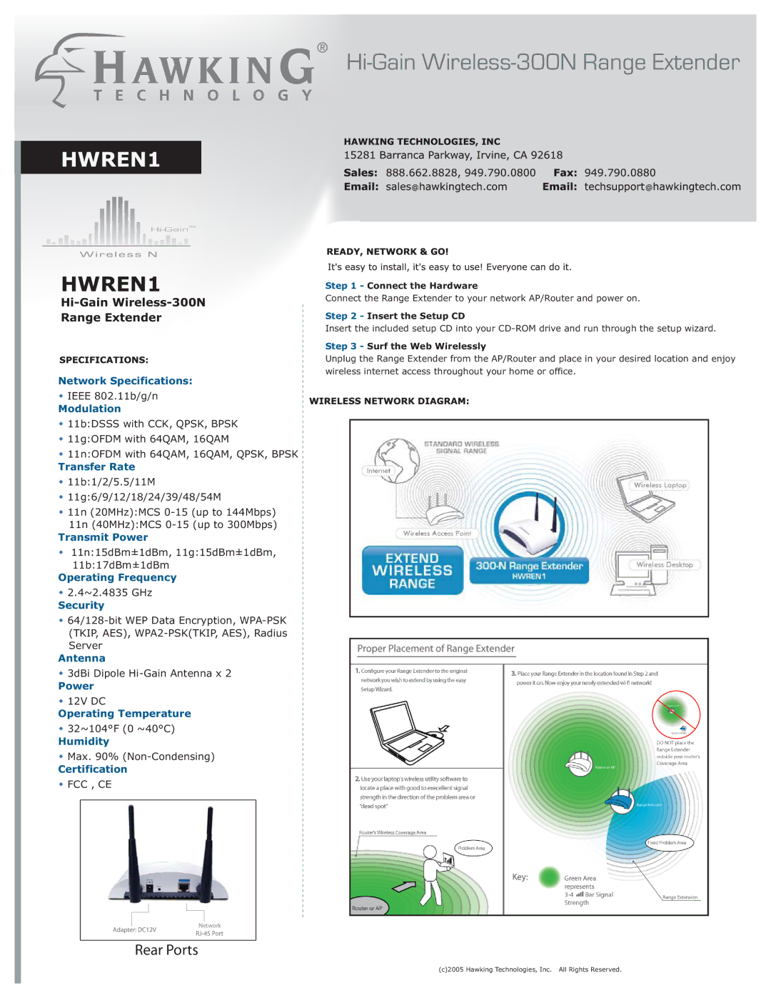 Hawking Technology software manual Hi-Gain Wireless-300N Range Extender, Transmit Power, Operating Temperature 