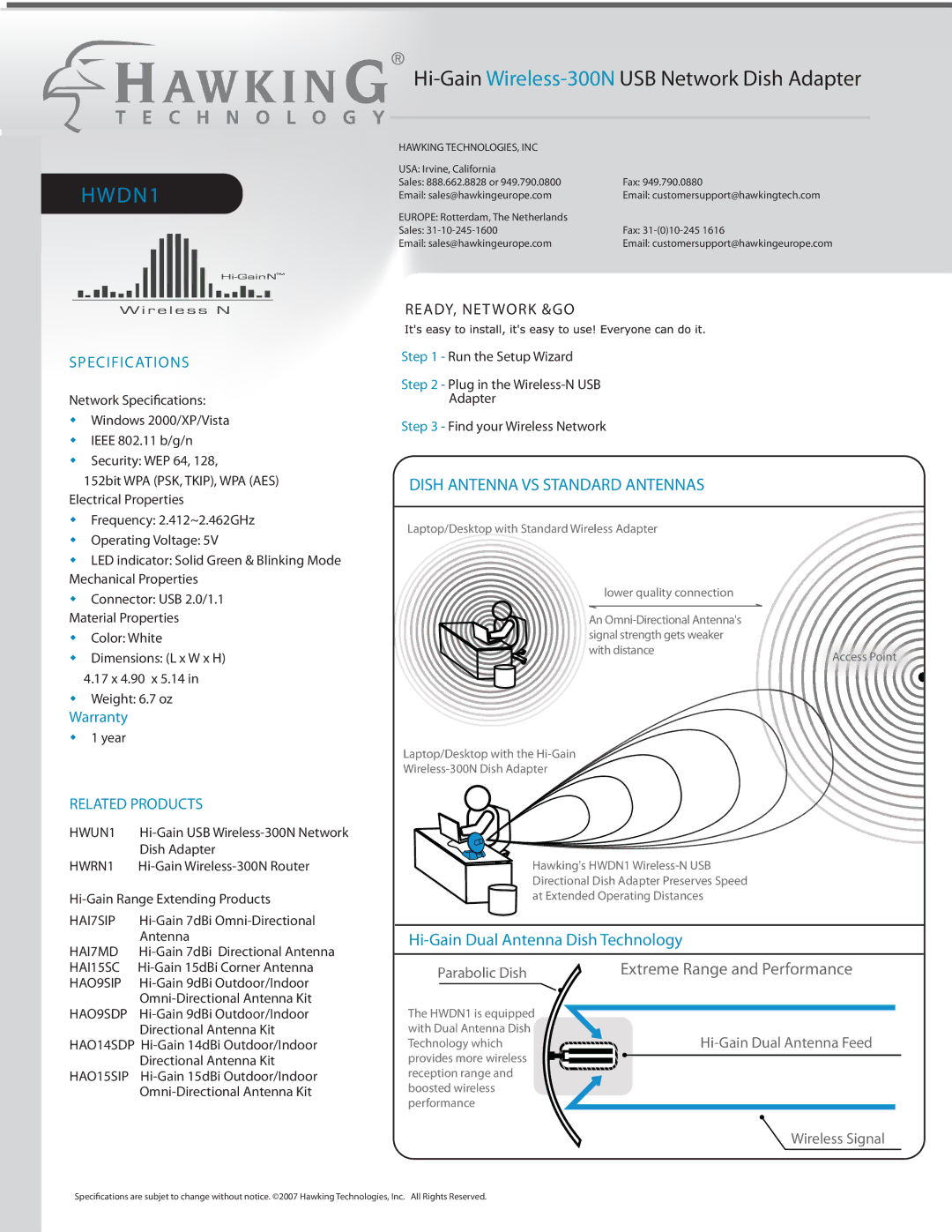 Hawking Technology software manual Hi-Gain Wireless-300NUSB Network Dish Adapter 