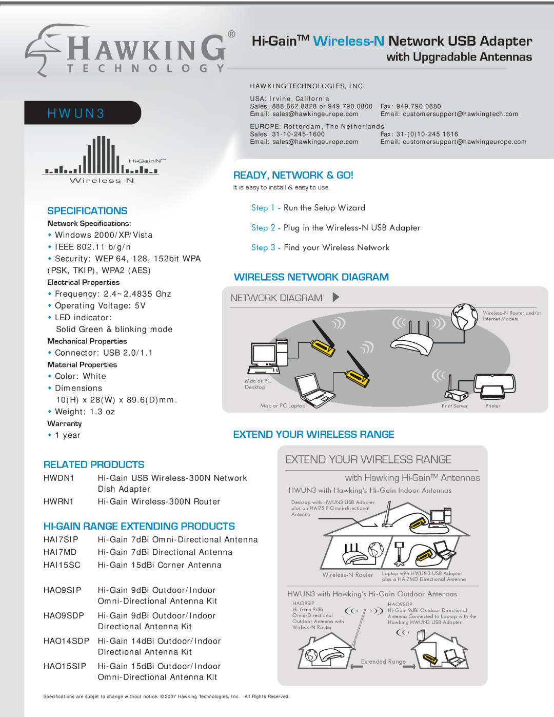 Hawking Technology 300N software manual Hi-GainTMWireless-NNetwork USB Adapter 