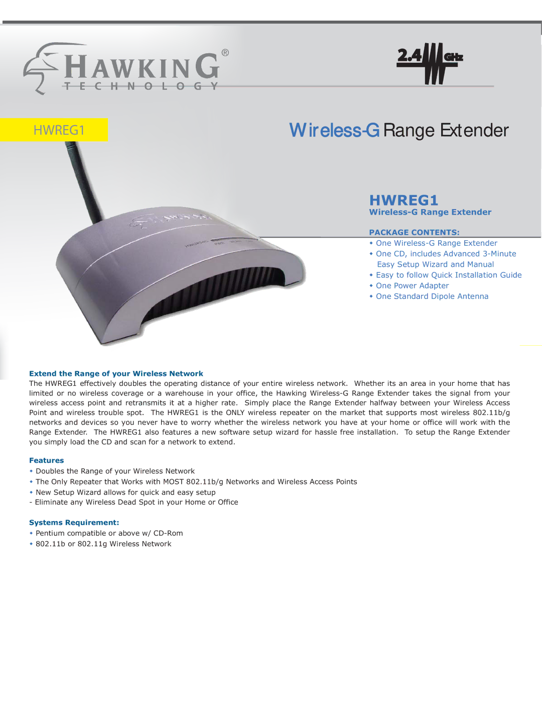 Hawking Technology 300N software manual Wireless-GRange Extender 