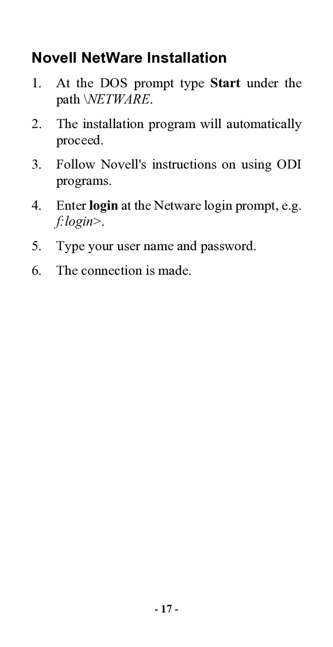 Hawking Technology CardBus 10/100 Fast Ethernet PC Card manual Novell NetWare Installation 