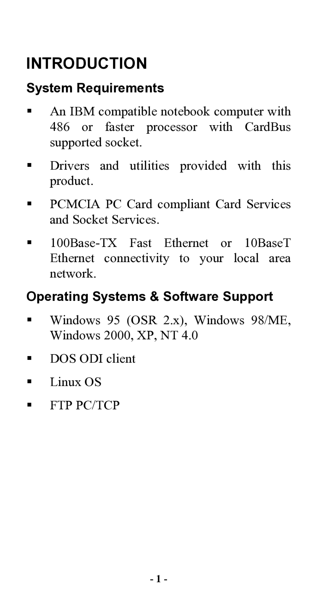 Hawking Technology CardBus 10/100 Fast Ethernet PC Card manual Introduction, System Requirements 