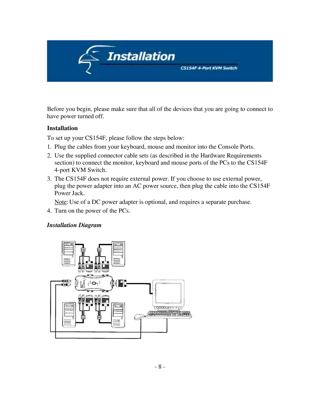 Hawking Technology CS154F manual Installation Diagram 