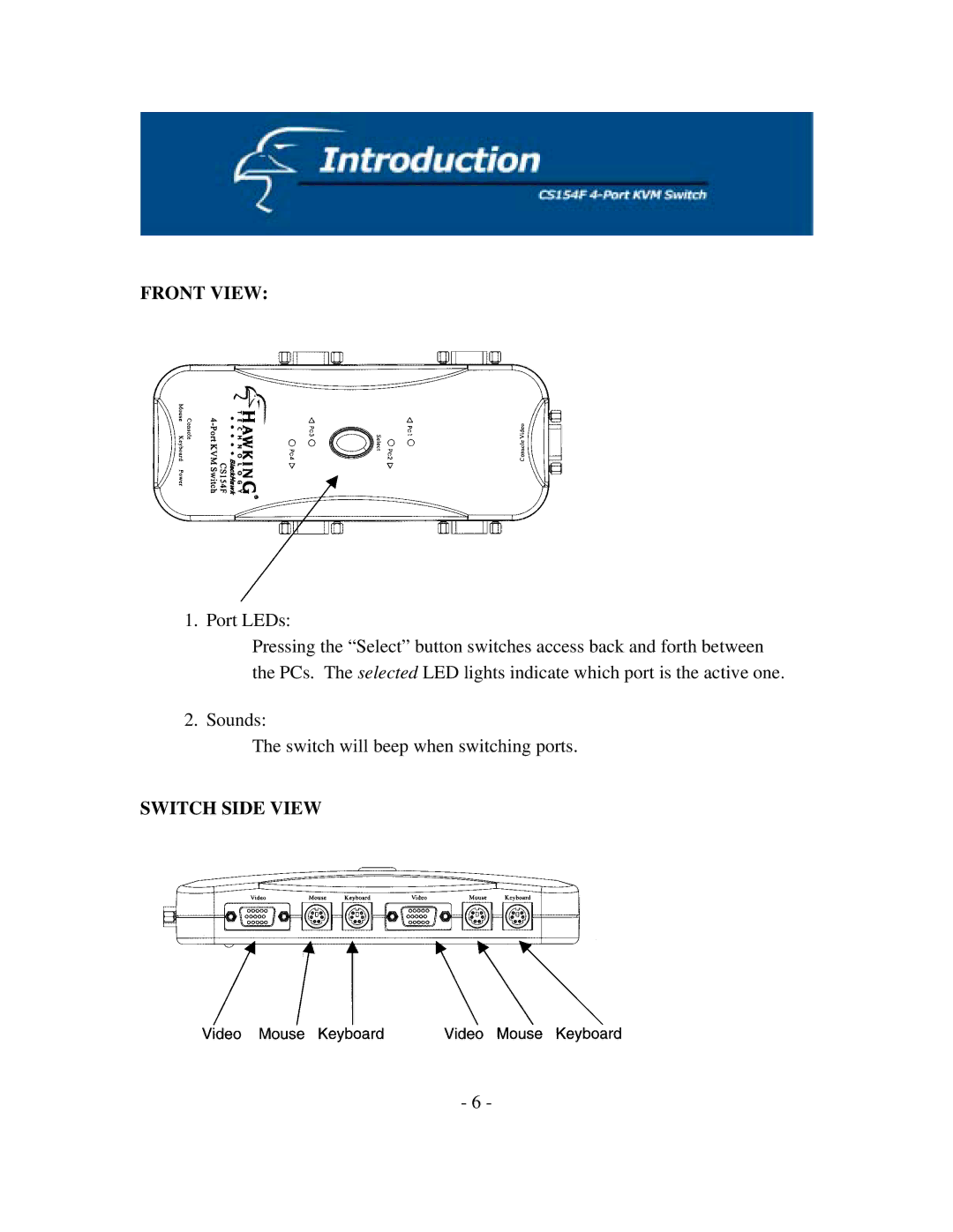 Hawking Technology CS154F manual Switch Side View 