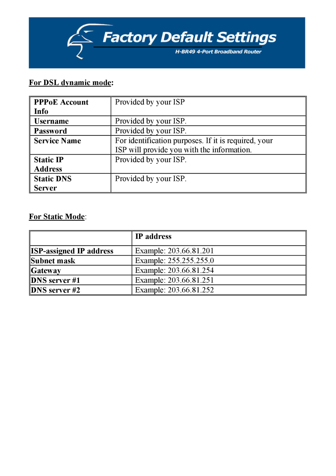 Hawking Technology H-BR49 manual 