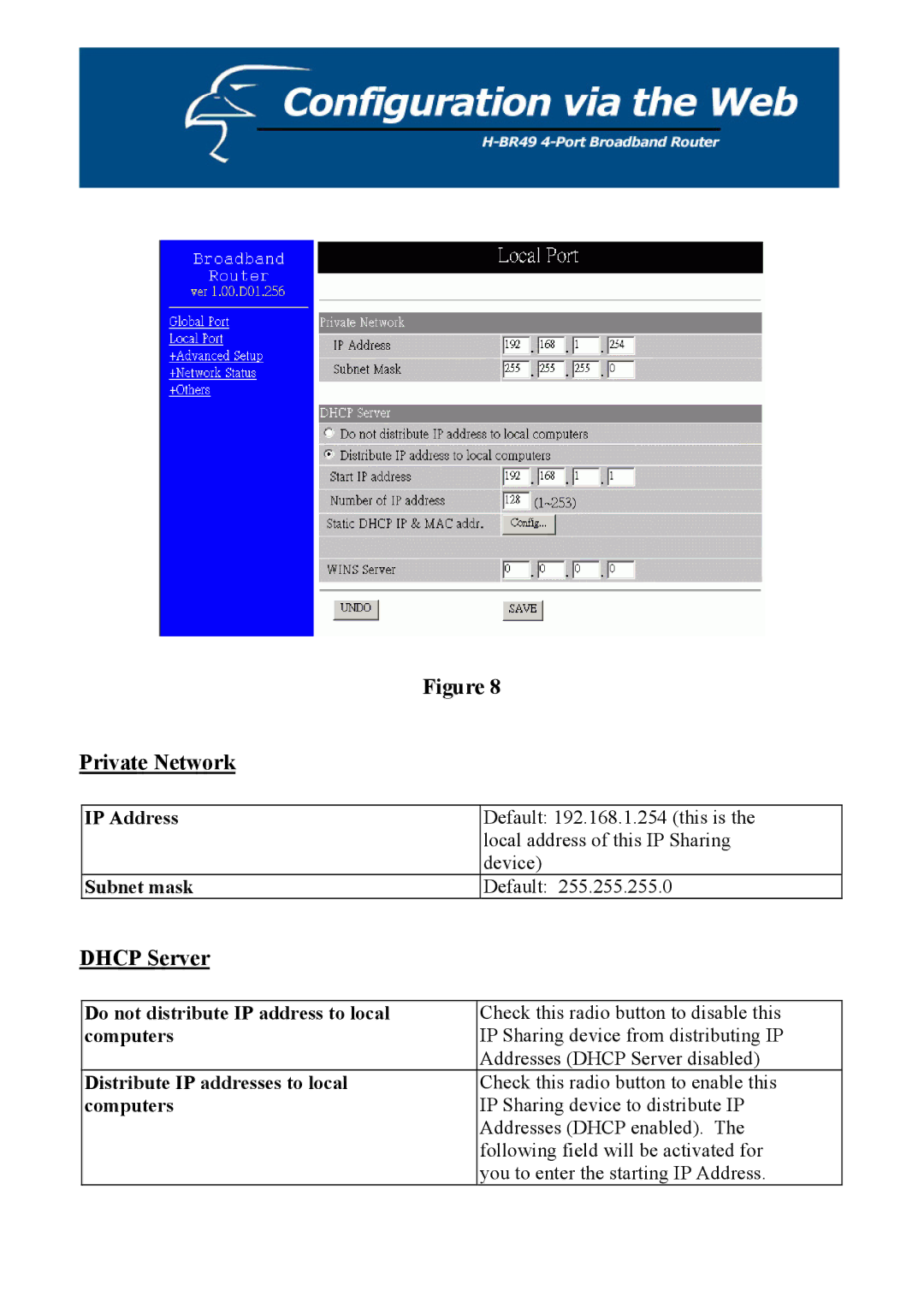 Hawking Technology H-BR49 manual Private Network, Dhcp Server 