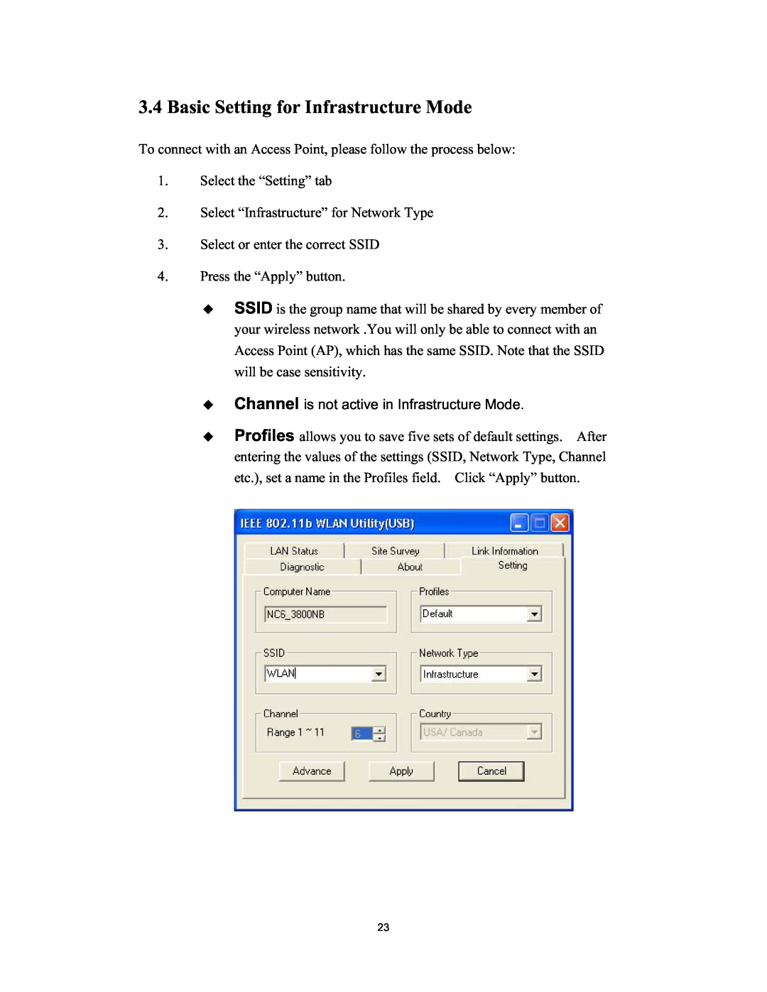 Hawking Technology H-WU300 manual Basic Setting for Infrastructure Mode 