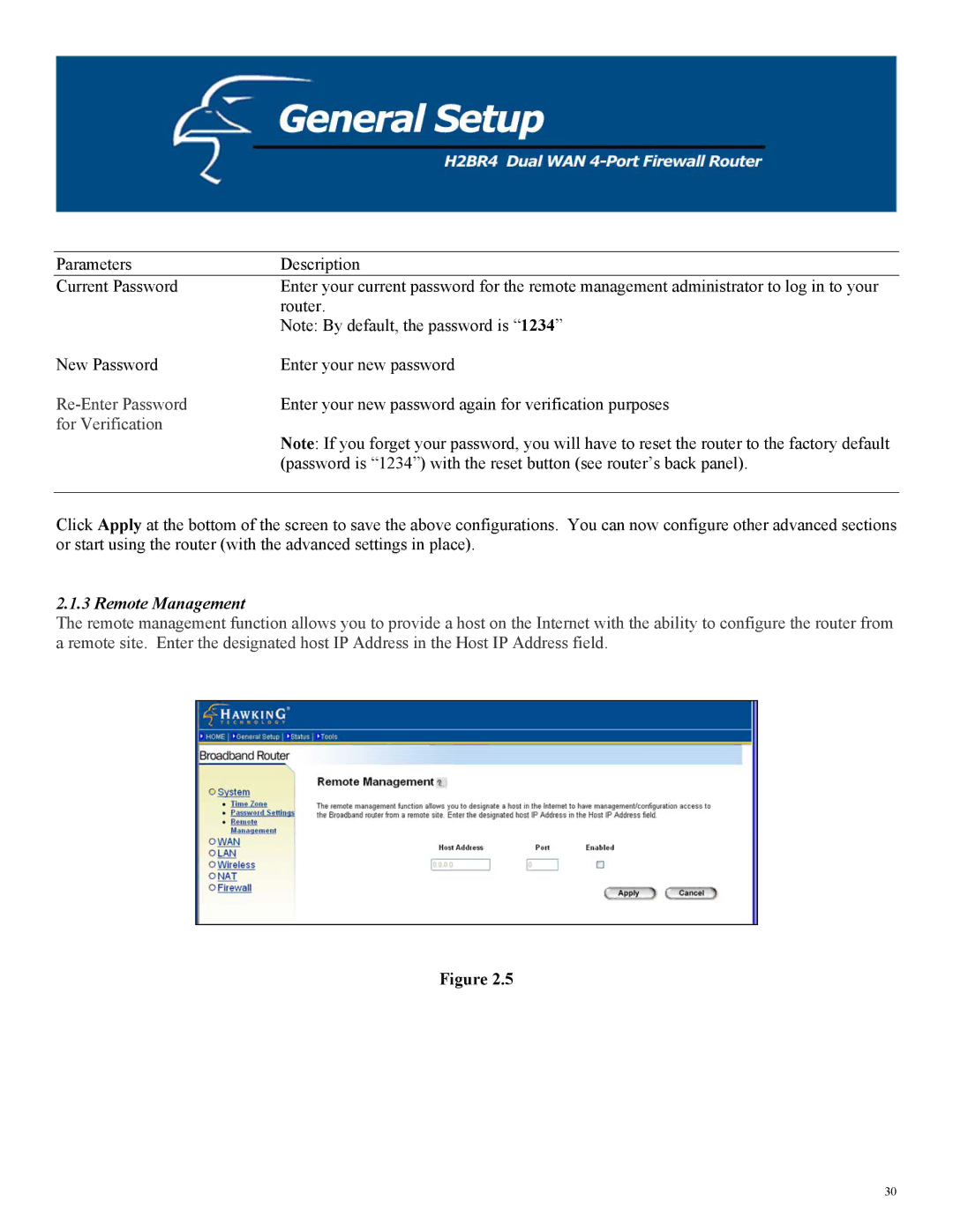 Hawking Technology H2BR4 manual For Verification, Remote Management 