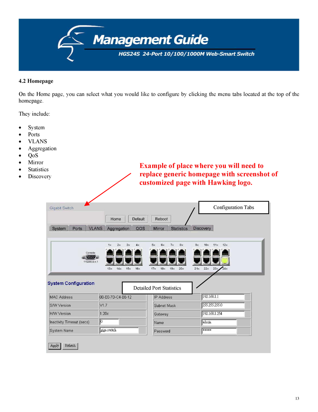 Hawking Technology HGS24S manual Homepage 