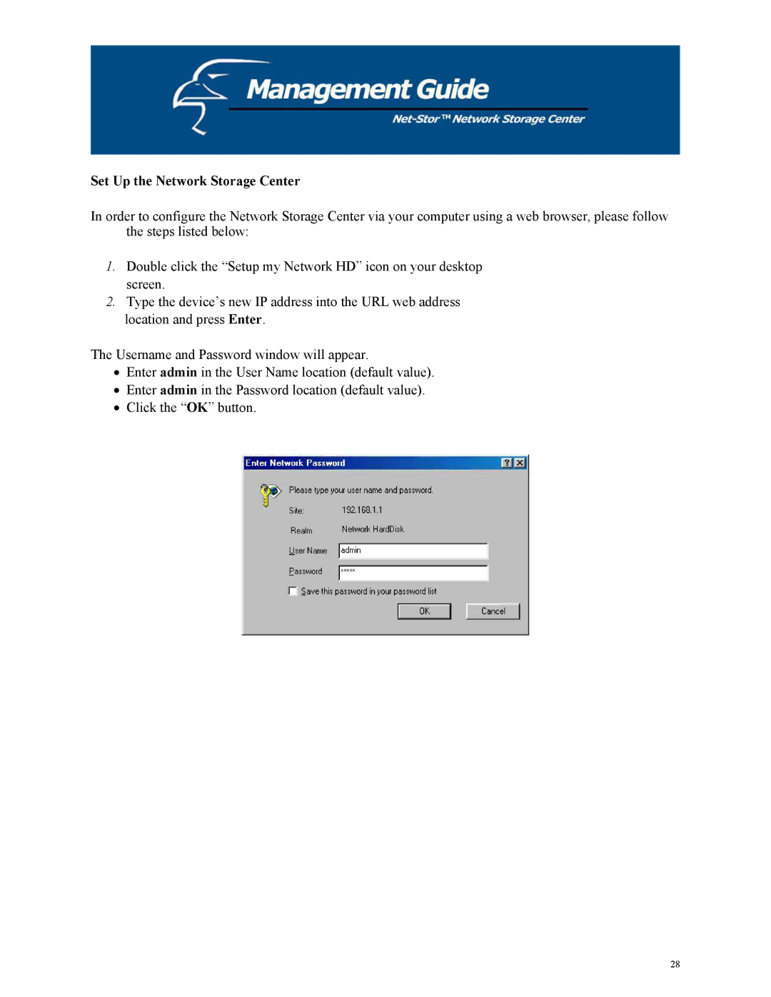 Hawking Technology HNAS1 manual Set Up the Network Storage Center 