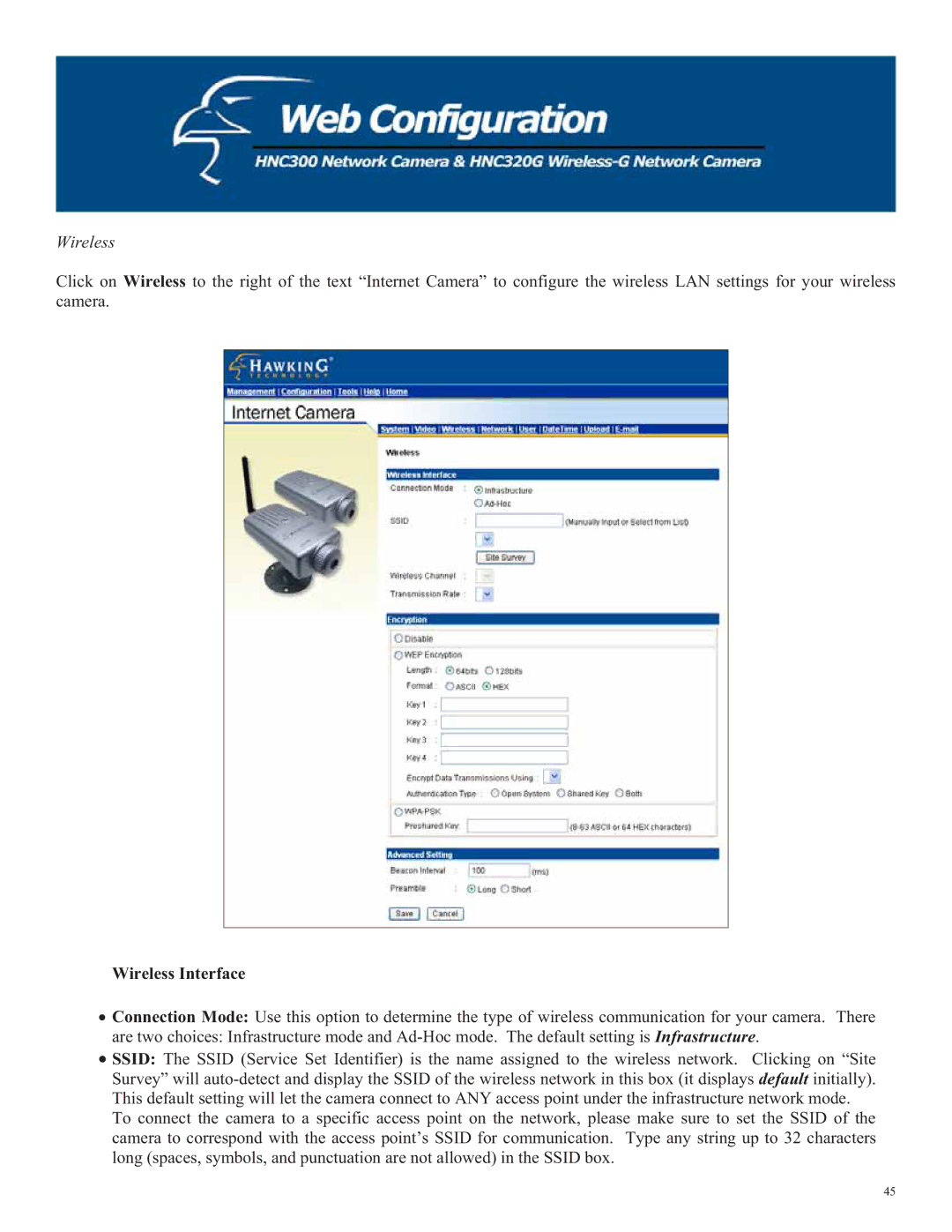 Hawking Technology HNC320G, HNC300 manual Wireless Interface 