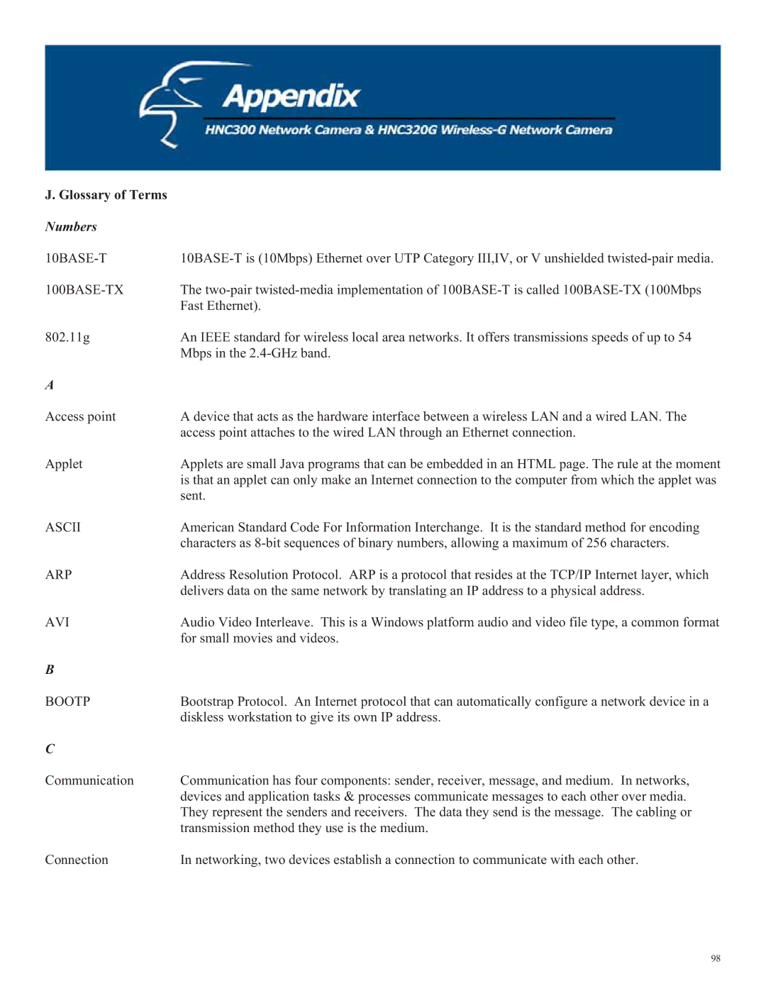 Hawking Technology HNC300, HNC320G manual Glossary of Terms, Numbers 