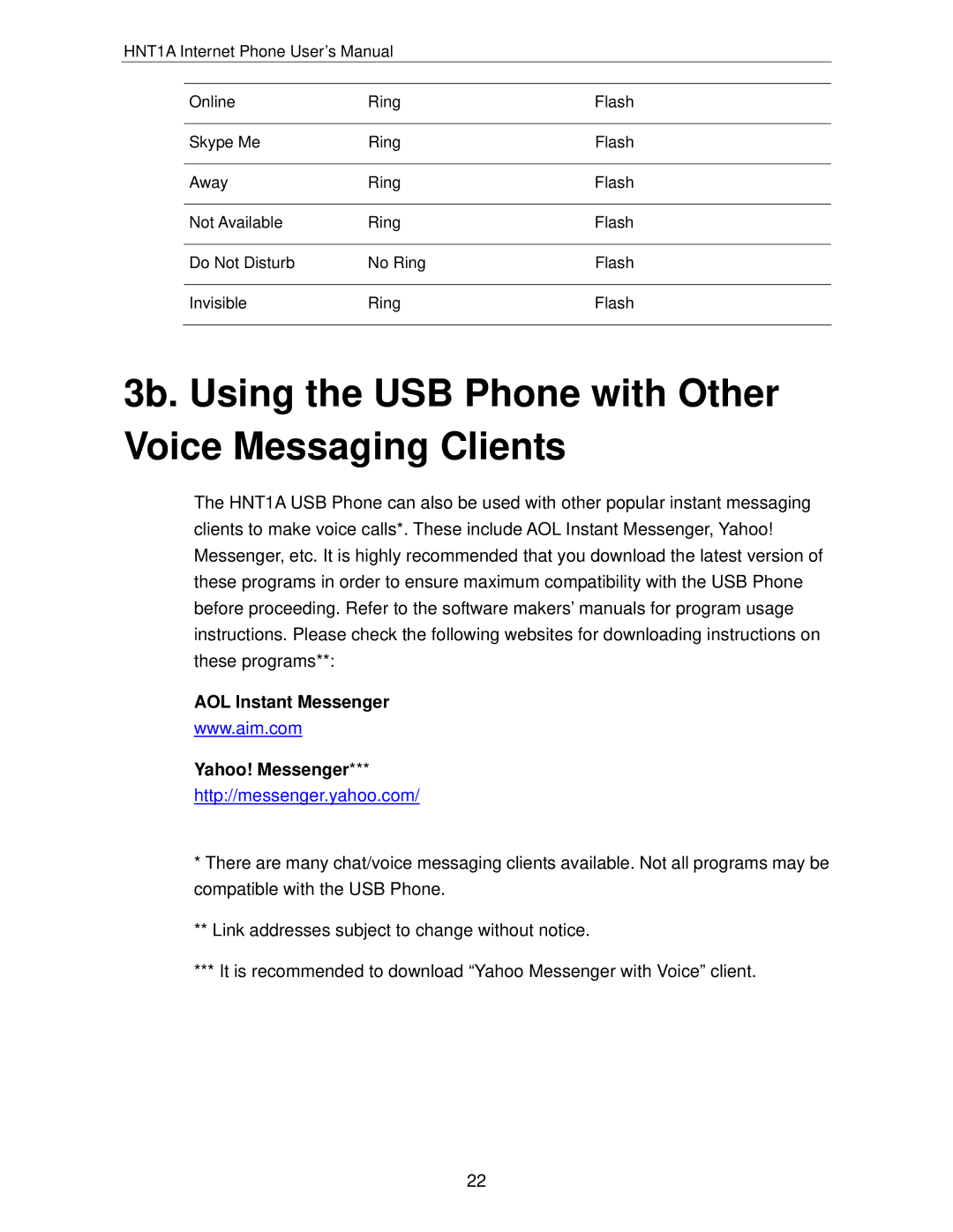 Hawking Technology HNT1A manual 3b. Using the USB Phone with Other Voice Messaging Clients 