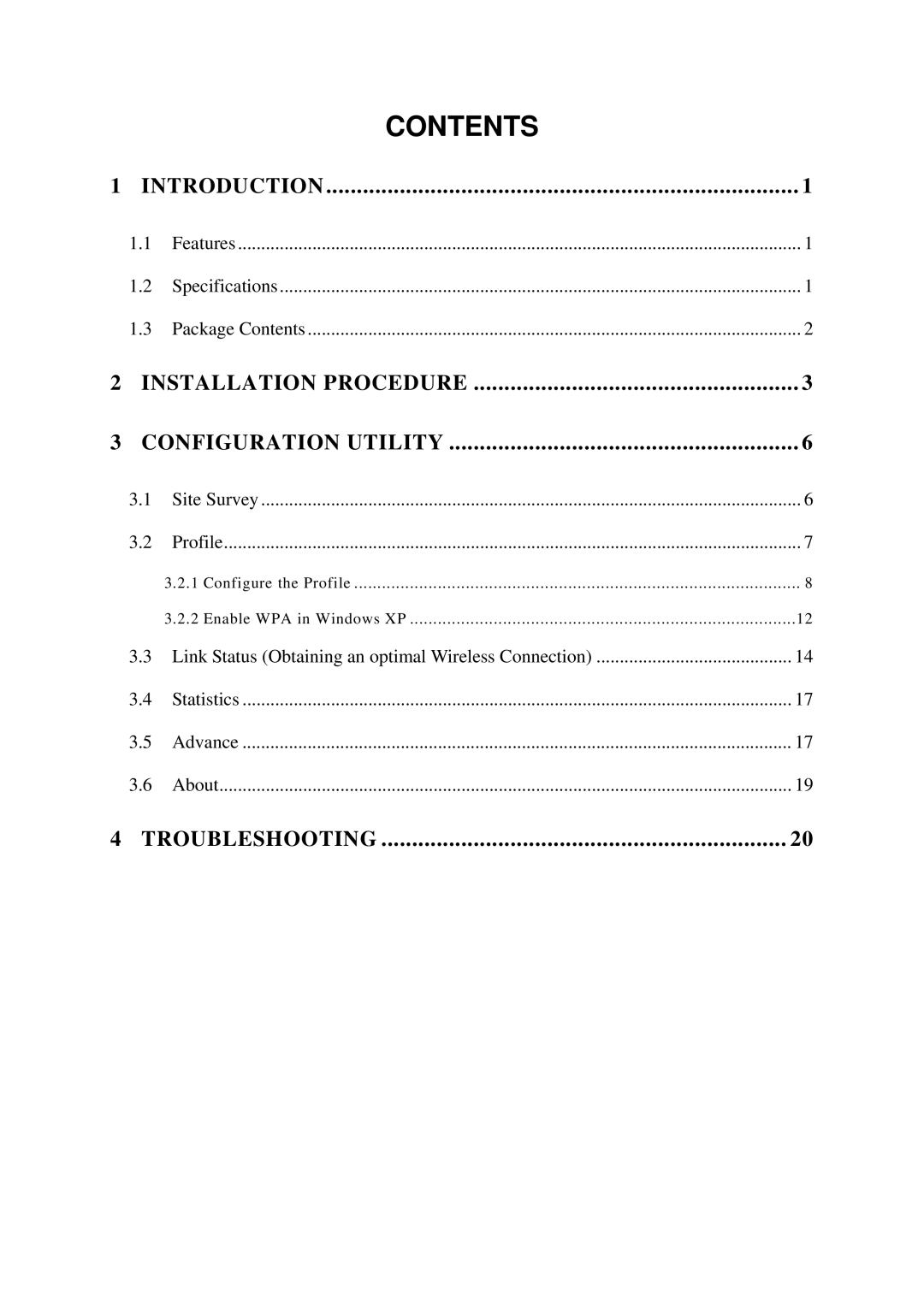 Hawking Technology HWC54D manual Contents 