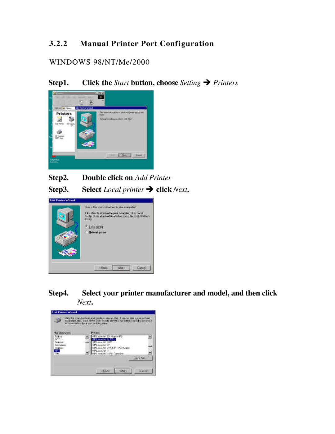 Hawking Technology HWPS1UG manual Click the Start button, choose Setting è Printers 