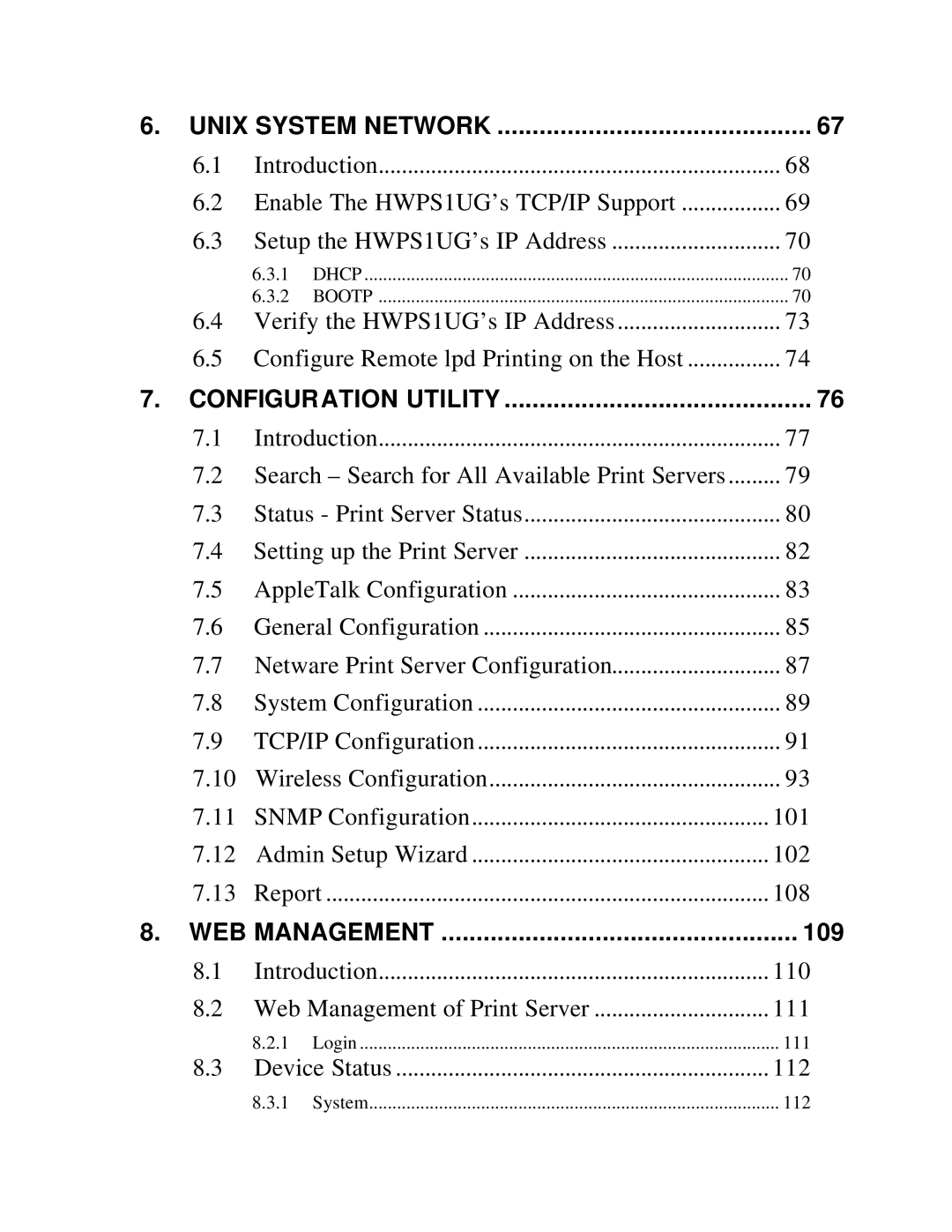 Hawking Technology HWPS1UG manual Unix System Network 