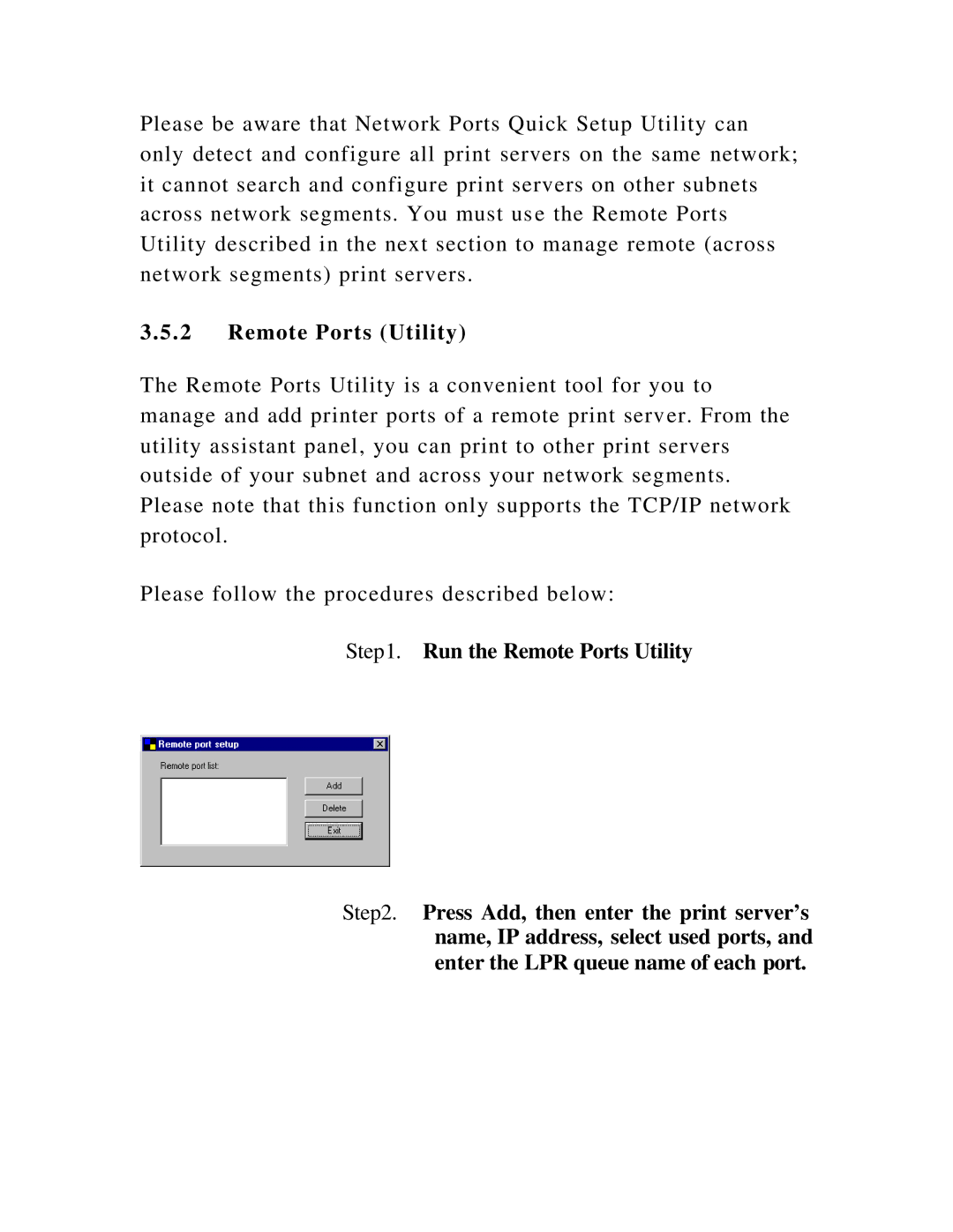 Hawking Technology HWPS1UG manual Remote Ports Utility 