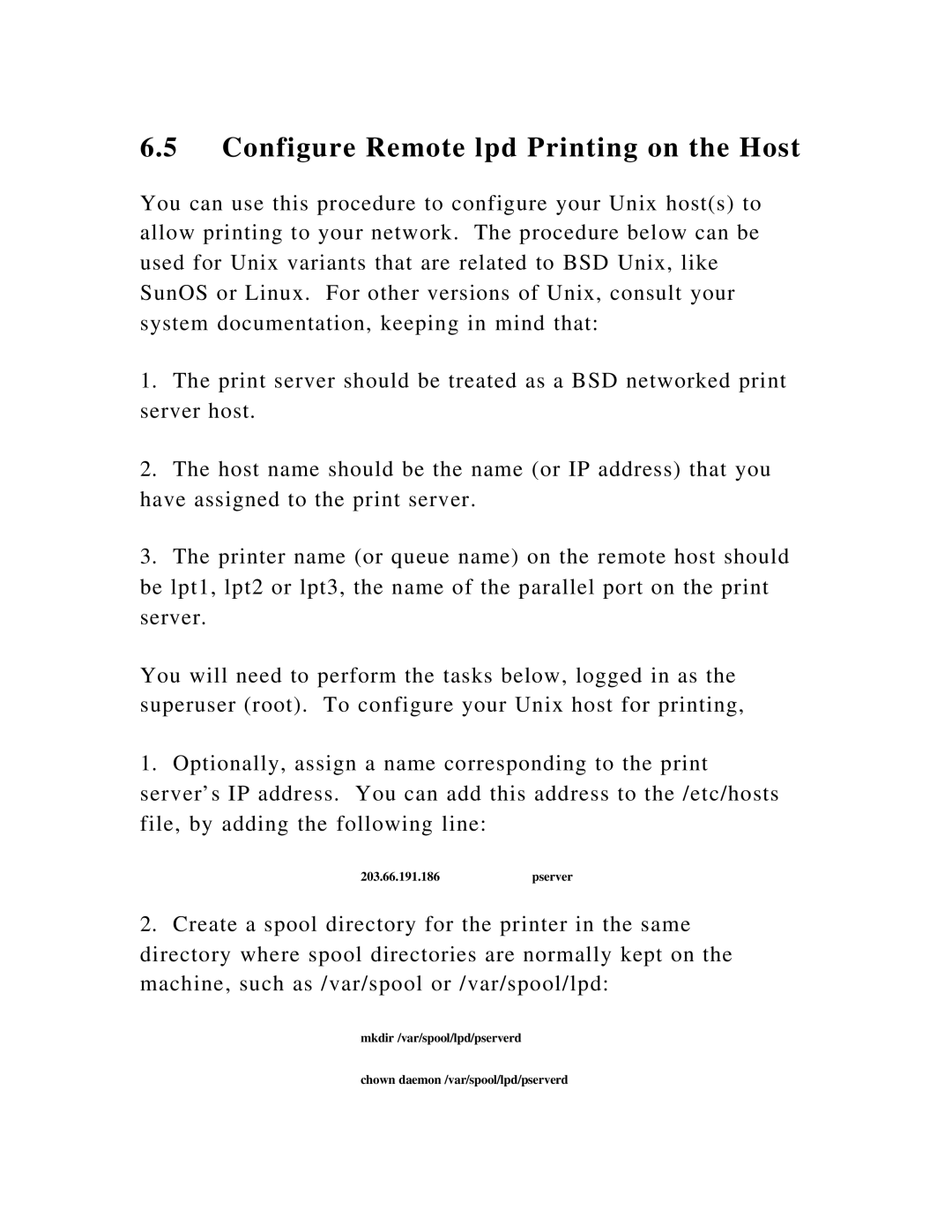 Hawking Technology HWPS1UG manual Configure Remote lpd Printing on the Host 