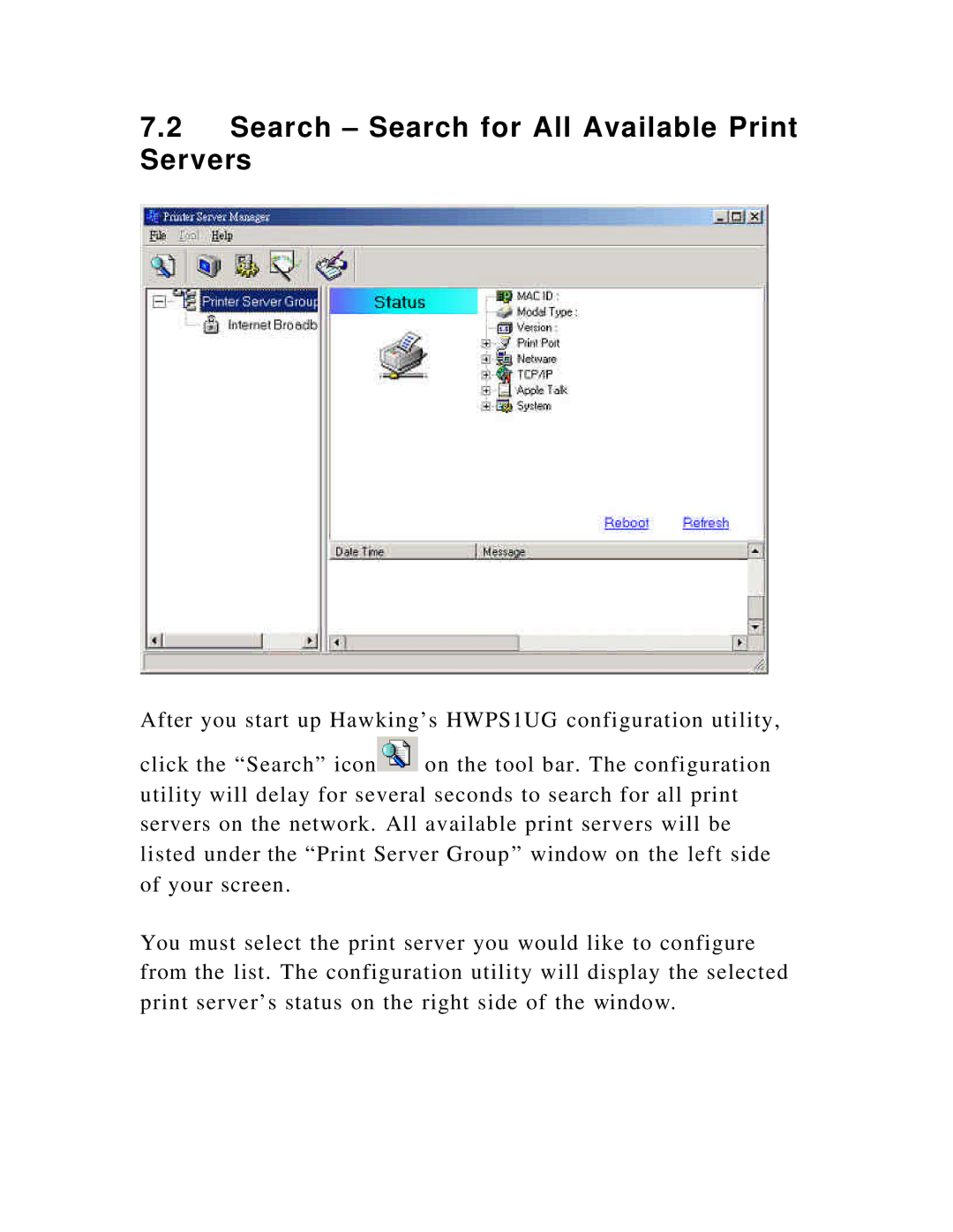 Hawking Technology HWPS1UG manual Search Search for All Available Print Servers 