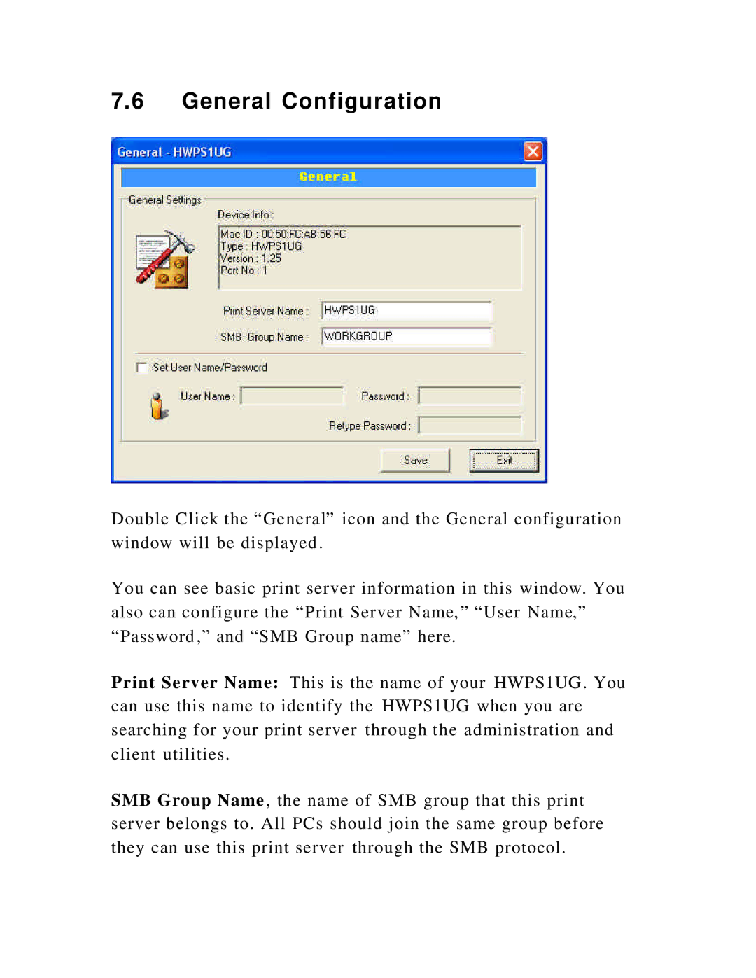 Hawking Technology HWPS1UG manual General Configuration 