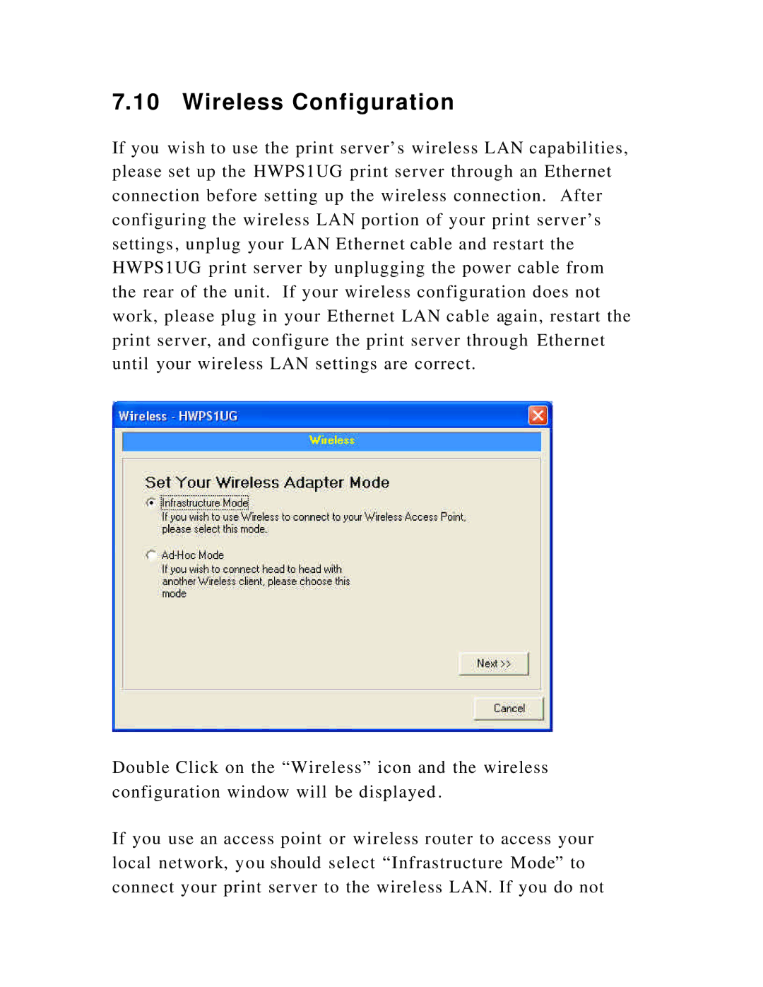 Hawking Technology HWPS1UG manual Wireless Configuration 