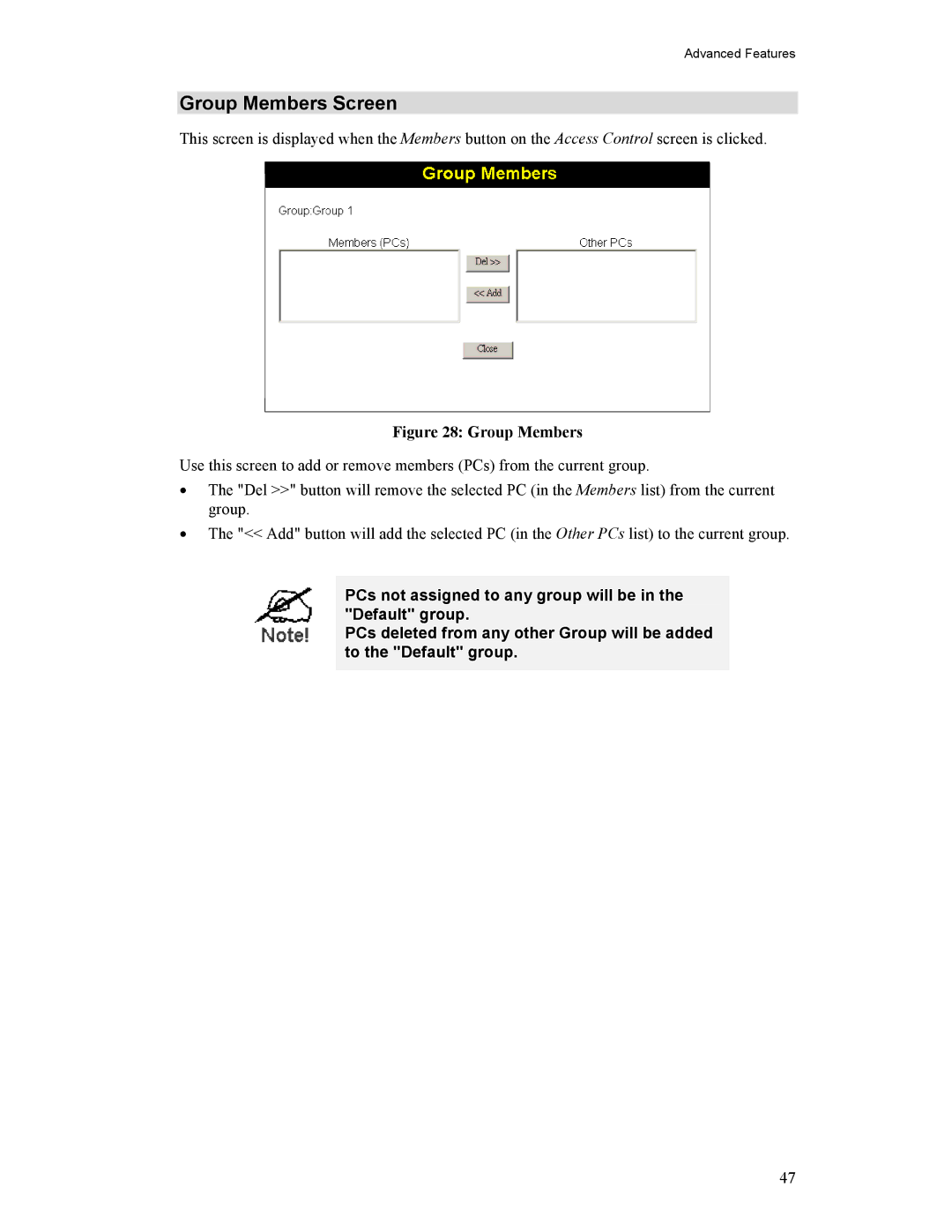 Hawking Technology HWR54G manual Group Members Screen 