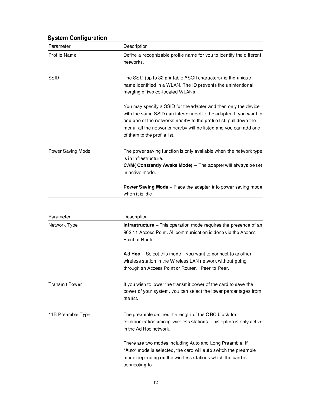 Hawking Technology HWU54DM manual System Configuration, Ssid 