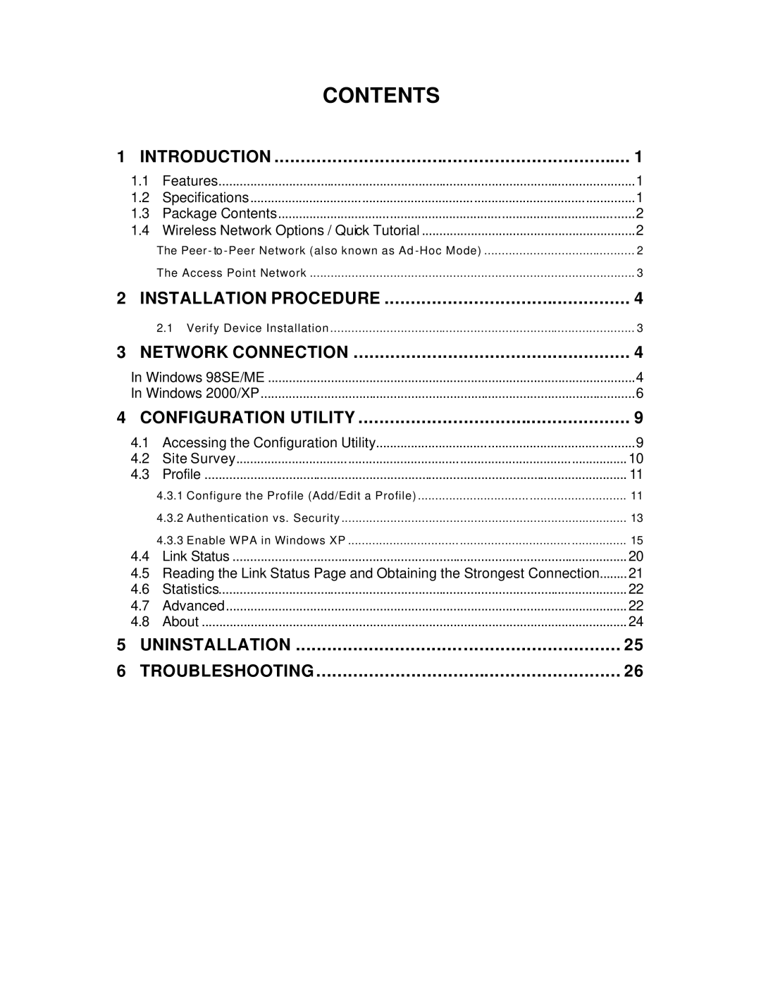 Hawking Technology HWU54DM manual Contents 