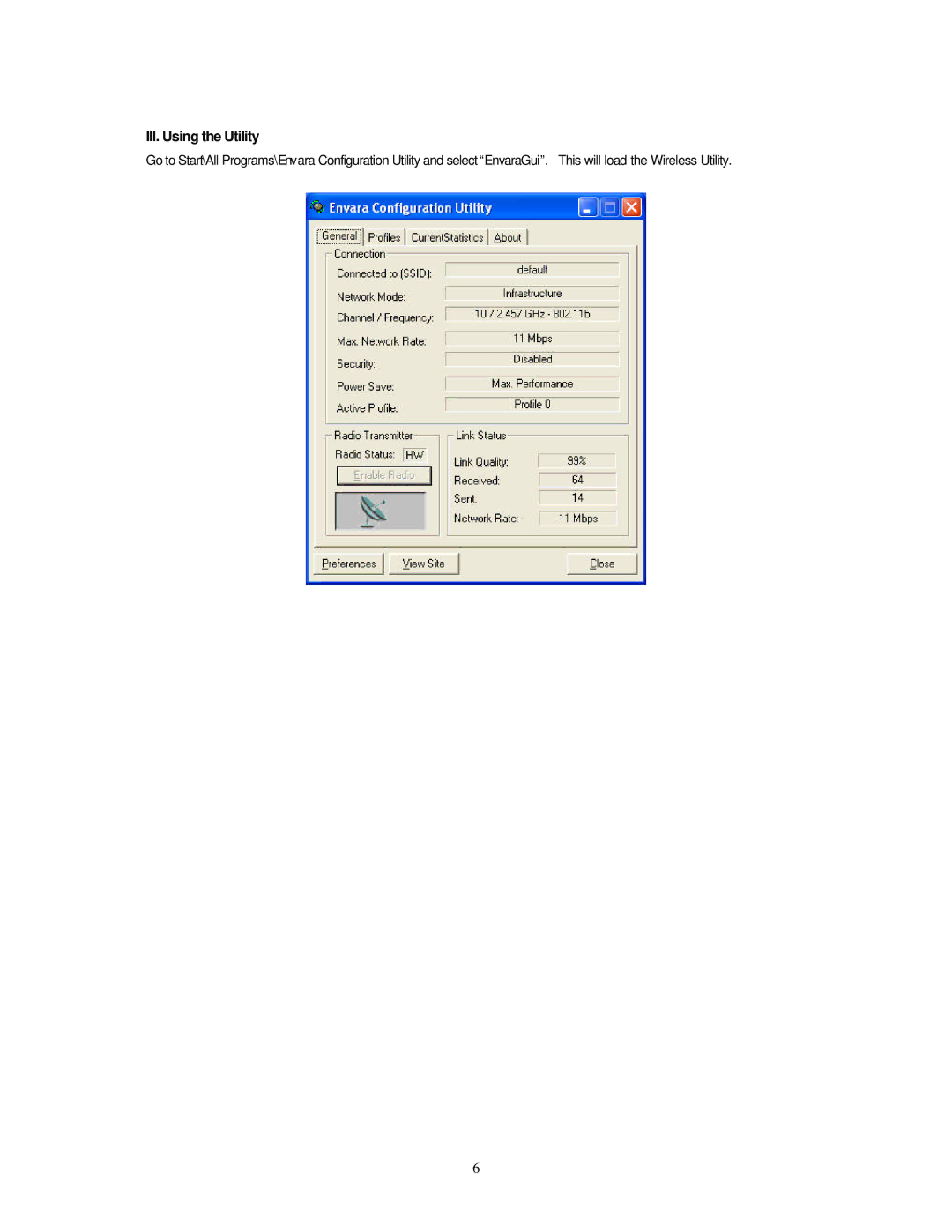 Hawking Technology HWU54G manual III. Using the Utility 