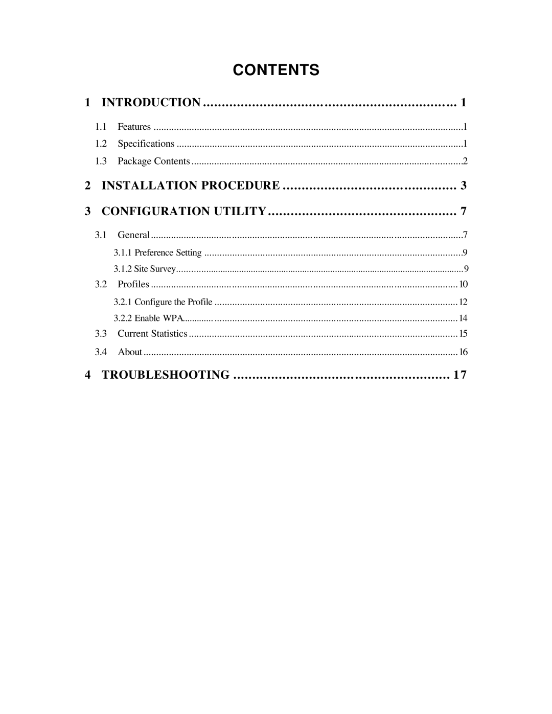 Hawking Technology HWU54G manual Contents 