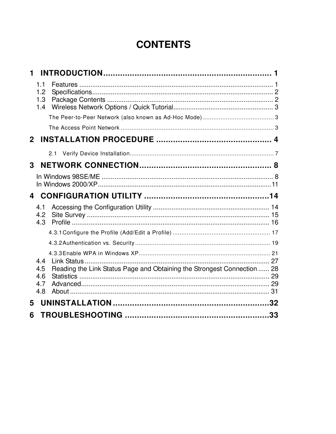 Hawking Technology HWUG1 manual Contents 