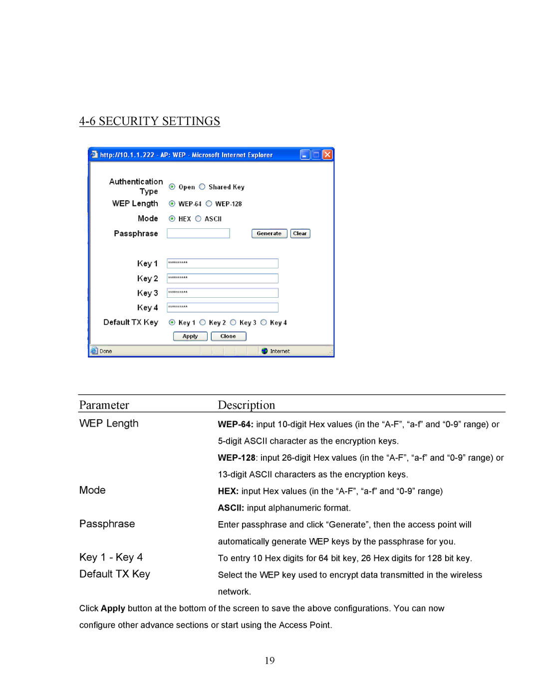 Hawking Technology HWUR54G manual Security Settings 