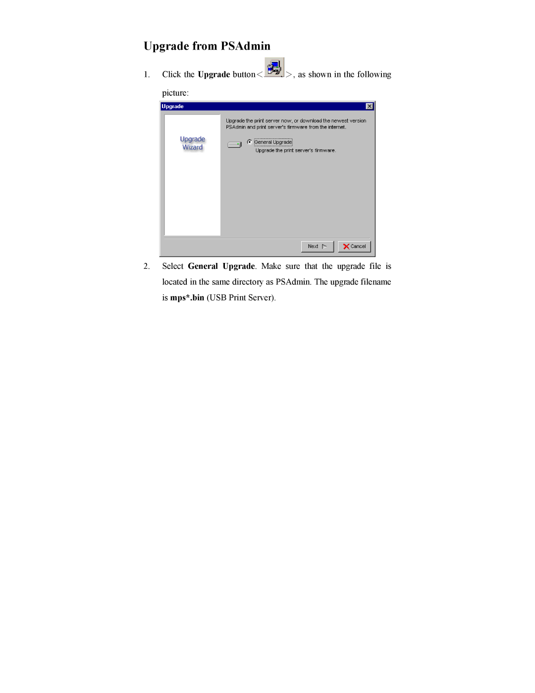 Hawking Technology PS12U manual Upgrade from PSAdmin 