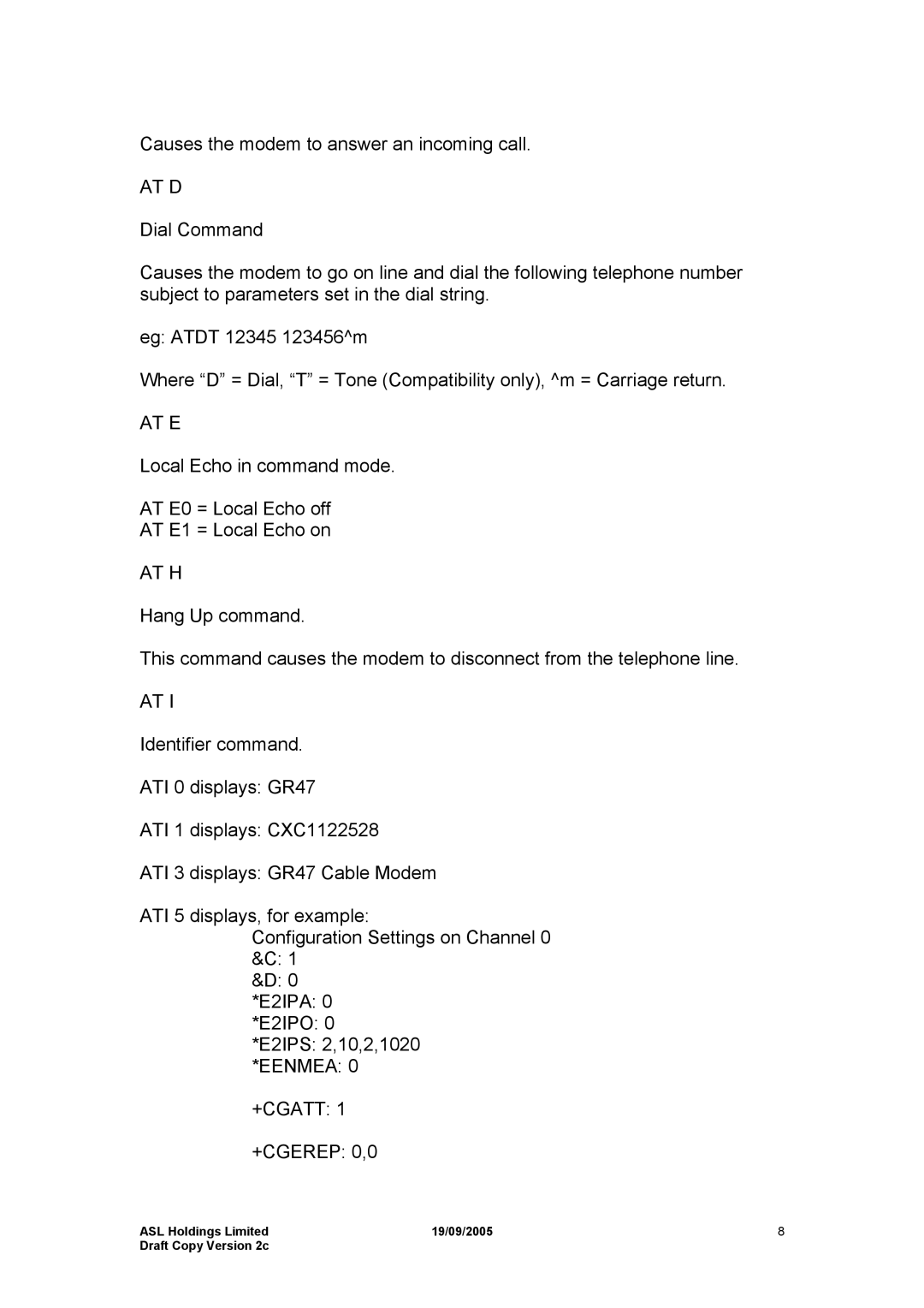 Hayes Microcomputer Products ASLH306 manual At D, At E, At H, Eenmea +CGATT 